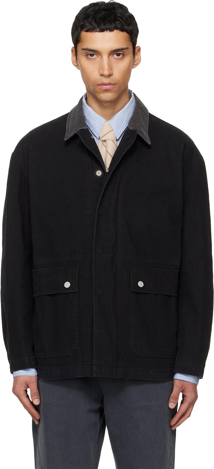 Black Garment Washed Barn Jacket by TONYWACK