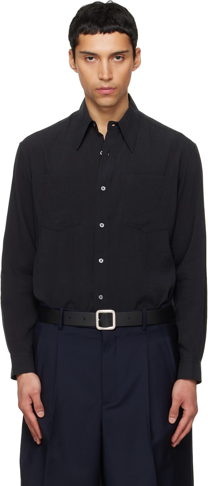 Black Silk Crepe Shirt by TONYWACK