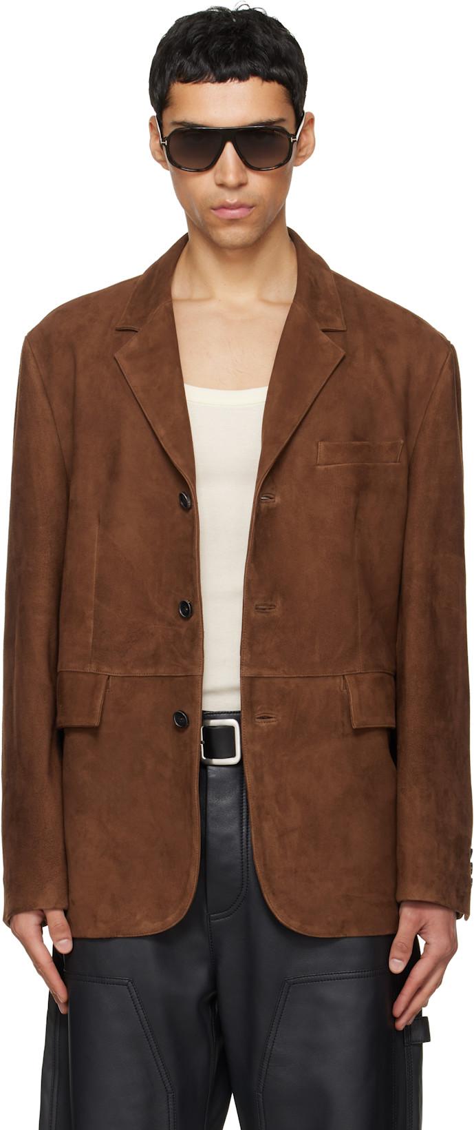 Brown Tailored Suede Blazer by TONYWACK