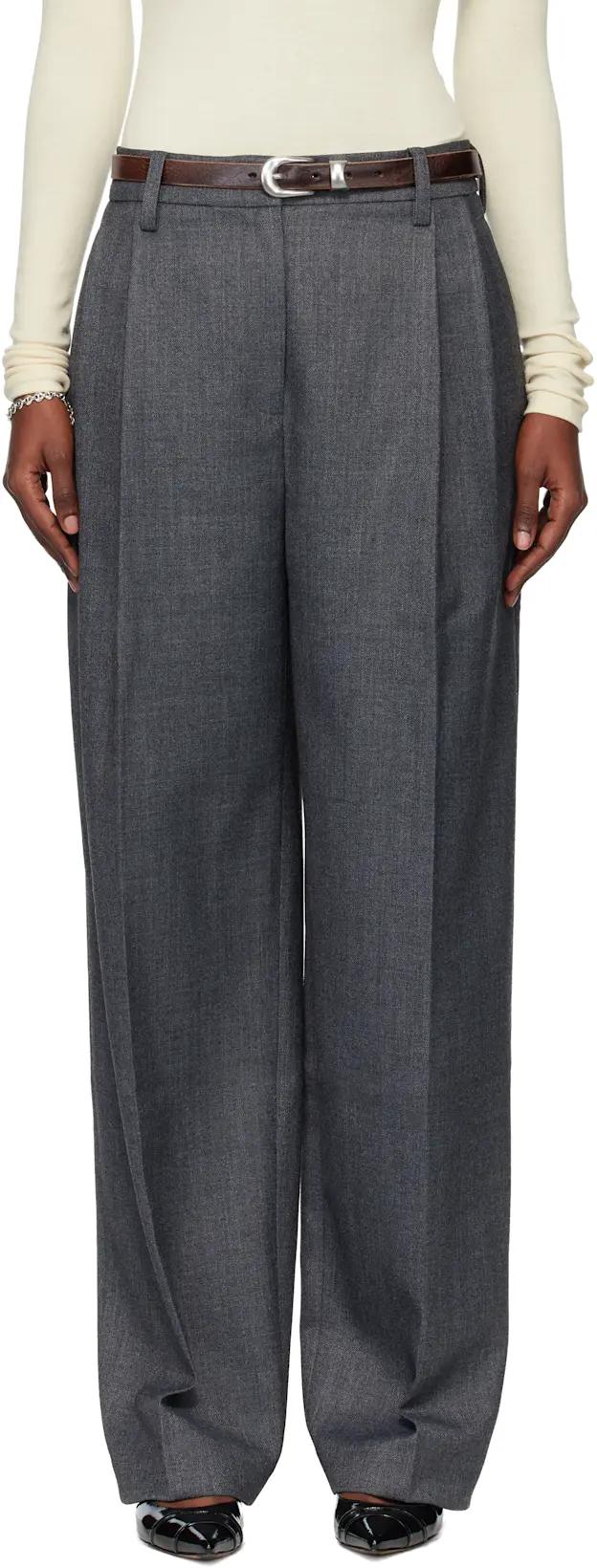Gray Pleated Wool Tailored Trousers by TONYWACK
