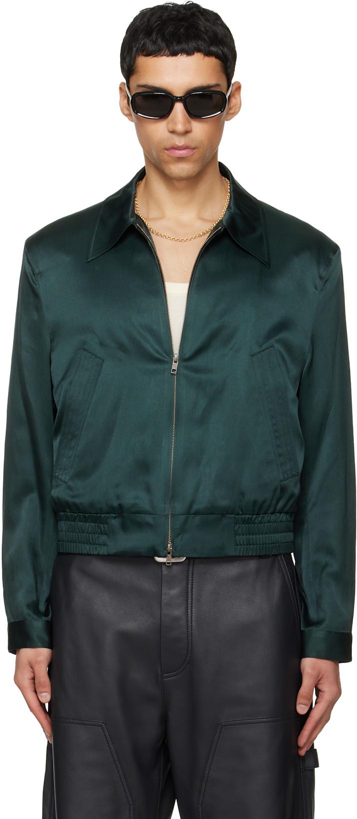 Green Silk Cotton Swing Jacket by TONYWACK