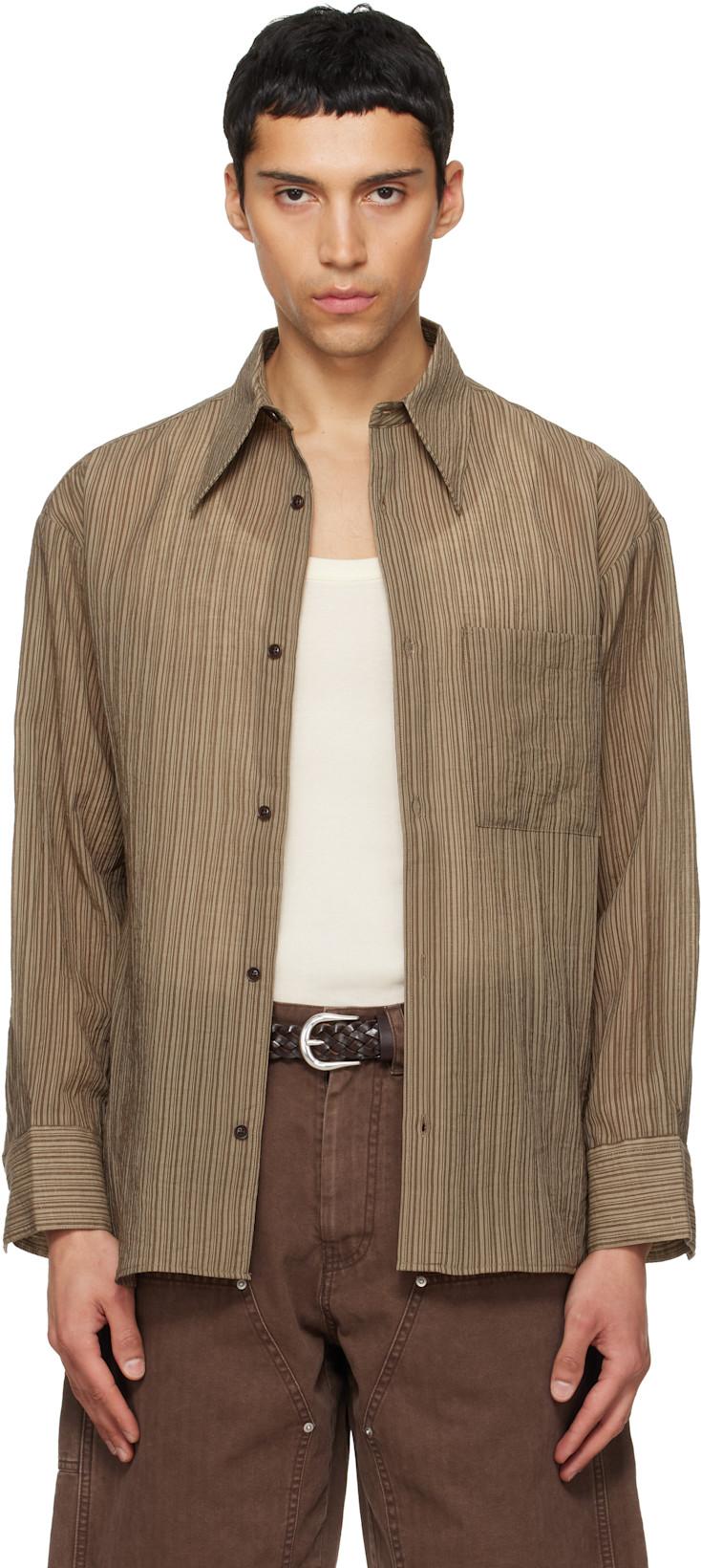 Khaki Lyocell Oversized Stripe Shirt by TONYWACK