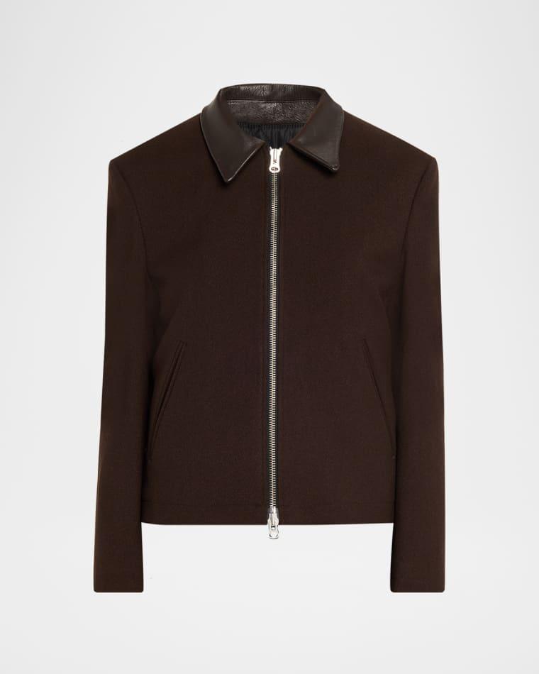 Leather-Trim Wool Jacket by TONYWACK