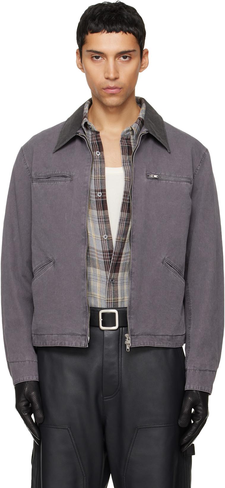 Navy Garment Washed Zip Work Jacket by TONYWACK