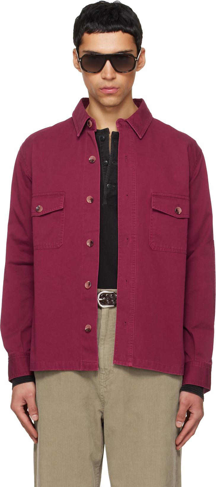 Red Washed Cotton Twill Overshirt by TONYWACK