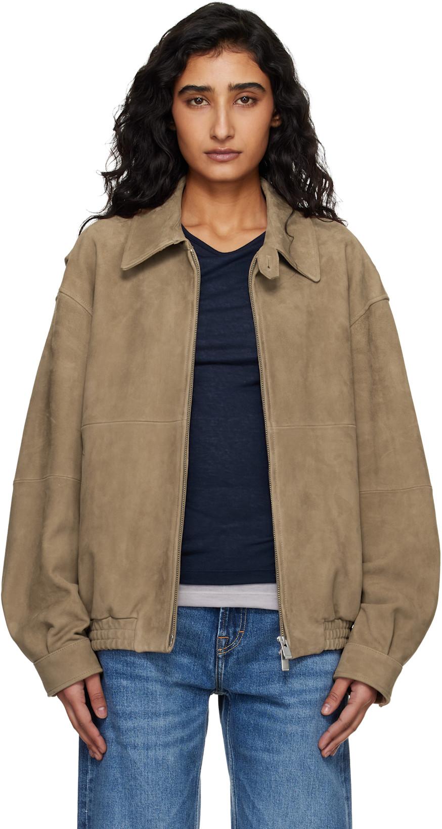 Tan Goat Suede Relaxed Bomber Jacket by TONYWACK