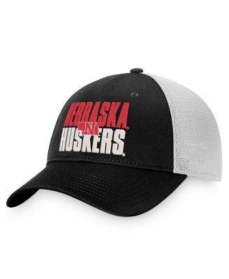 Men's Black, White Nebraska Huskers Stockpile Trucker Snapback Hat by TOP OF THE WORLD