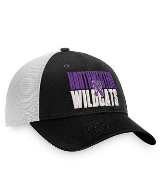 Men's Black, White Northwestern Wildcats Stockpile Trucker Snapback Hat by TOP OF THE WORLD