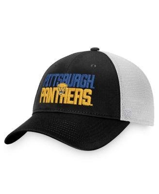 Men's Black, White Pitt Panthers Stockpile Trucker Snapback Hat by TOP OF THE WORLD