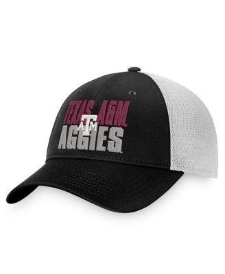 Men's Black, White Texas A&M Aggies Stockpile Trucker Snapback Hat by TOP OF THE WORLD