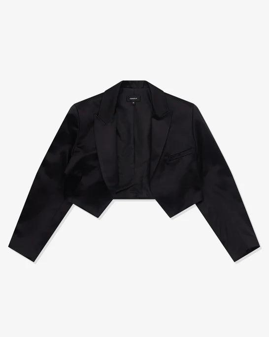 TORISHEJU - Women's  Cropped Bonded Satin Jacket - (Black) by TORISHEJU