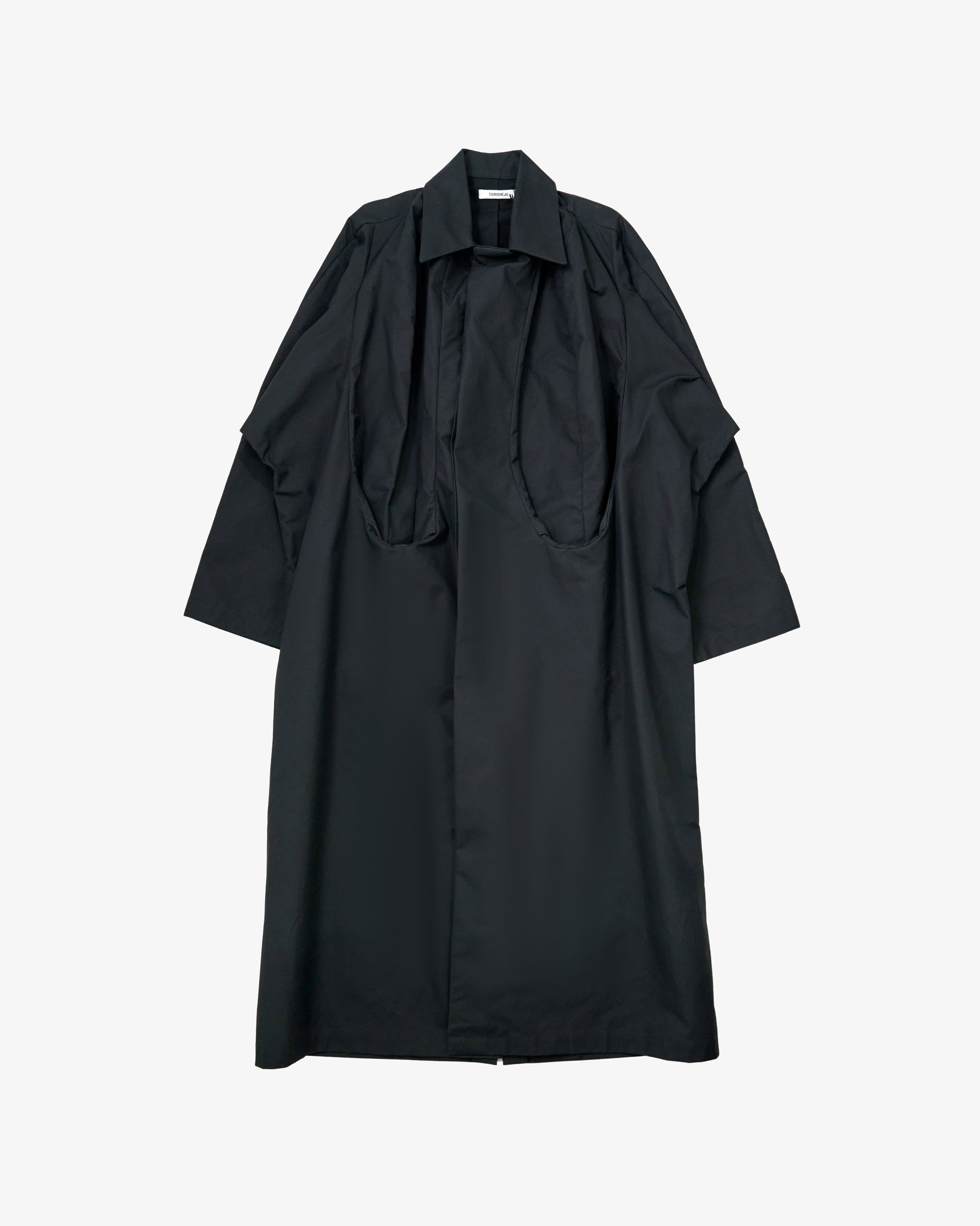 TORISHEJU - Women's Waxed Concaved Long Coat - (Black) by TORISHEJU
