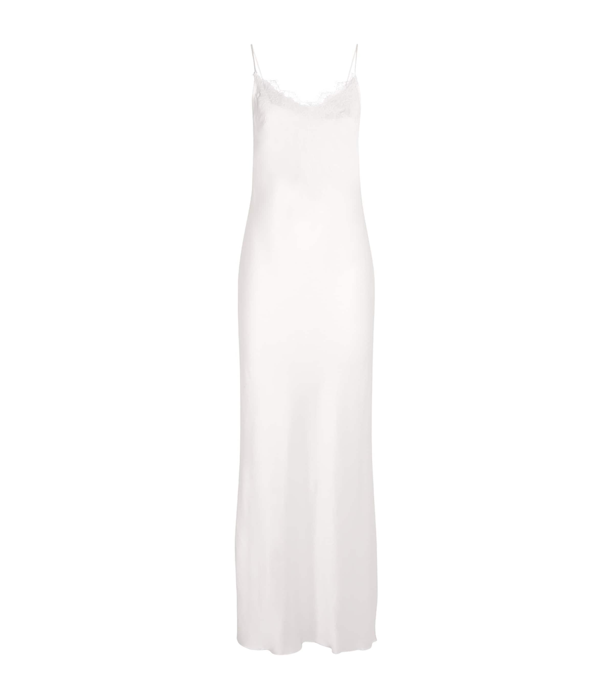 TORLOWEI Silk Lace-Trim Maxi Slip Dress by TORLOWEI
