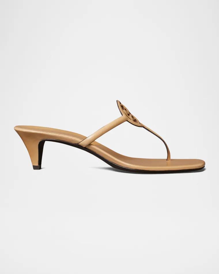 50mm Miller Capri Leather Kitten-Heel Thong Sandals by TORY BURCH