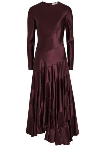 Asymmetric satin midi dress by TORY BURCH