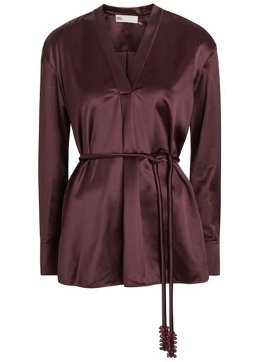 Belted satin top by TORY BURCH
