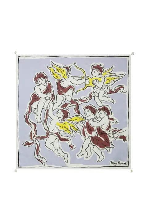 Cherubs silk square scarf by TORY BURCH