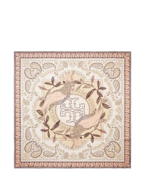 Cockatoo bandana silk square scarf by TORY BURCH