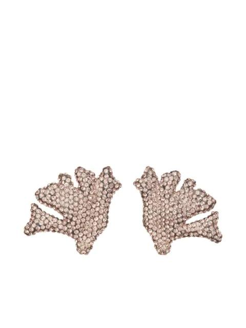 Coral rhinestone-embellished clip-on earrings by TORY BURCH