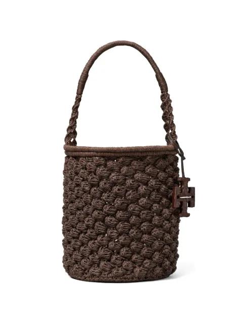 Ella hand-crocheted popcorn bucket bag by TORY BURCH