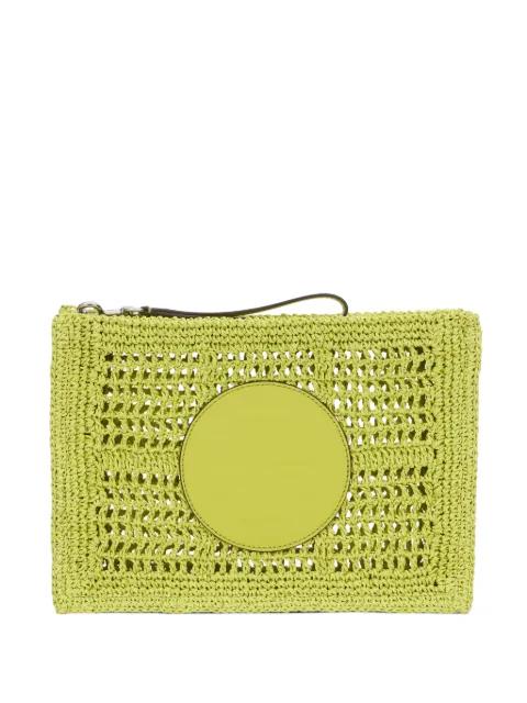 Ella logo-patch woven clutch bag by TORY BURCH