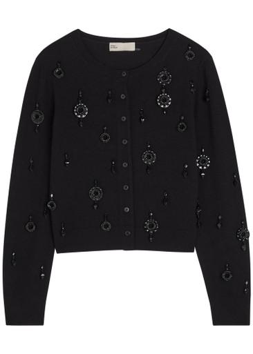 Embellished wool and cashmere-blend cardigan by TORY BURCH