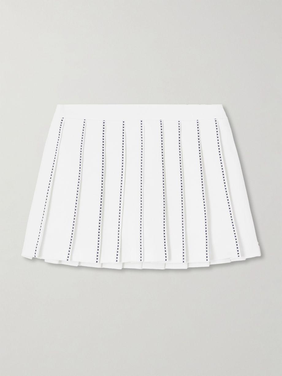 Embroidered pleated jersey mini tennis skirt by TORY BURCH