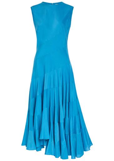 Flared cotton and silk-blend midi dress by TORY BURCH