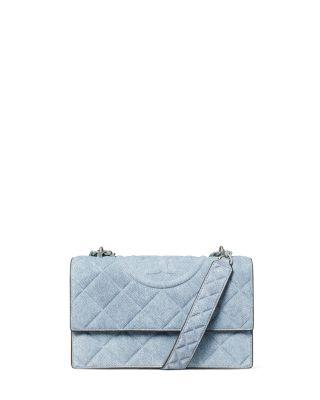 Fleming Denim Print Suede Small Convertible Shoulder Bag by TORY BURCH