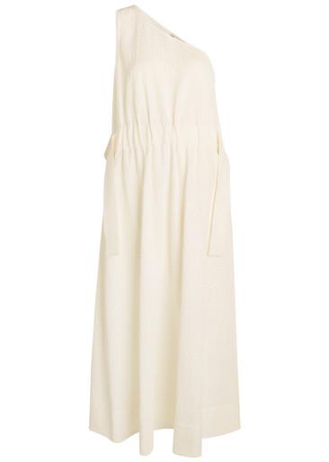 Floral-jacquard belted cotton-blend midi dress by TORY BURCH