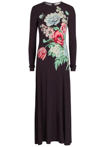Floral-print jersey-mesh midi dress by TORY BURCH