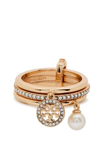 Icon 18kt gold-plated stacked ring by TORY BURCH