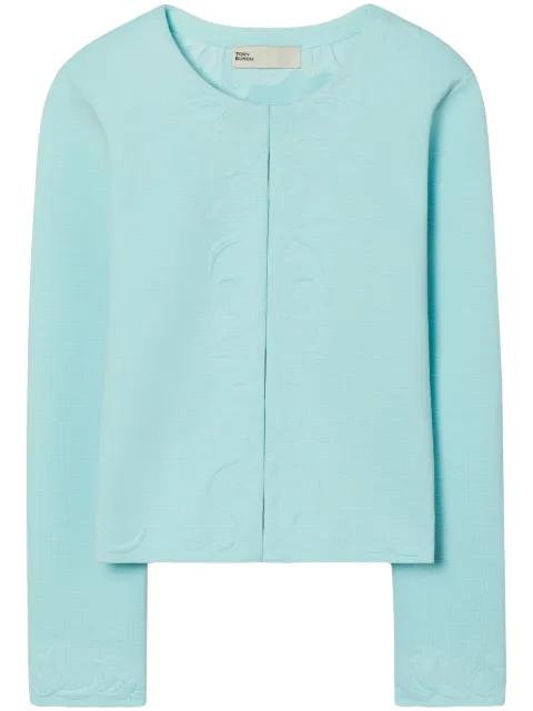 Kendra embossed cardigan by TORY BURCH