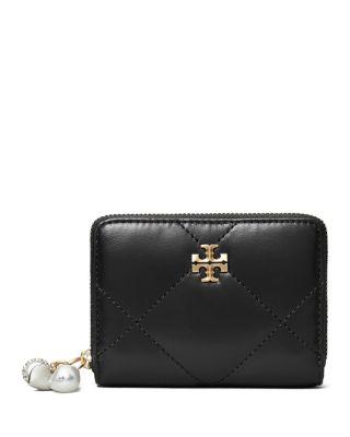 Kira Diamond Quilt Leather Zip Wallet by TORY BURCH
