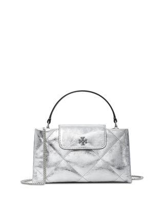 Kira East/West Diamond Quilted Metallic Leather Top Handle Bag by TORY BURCH