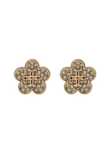Kira floral pavé 18kt gold-plated stud earrings by TORY BURCH