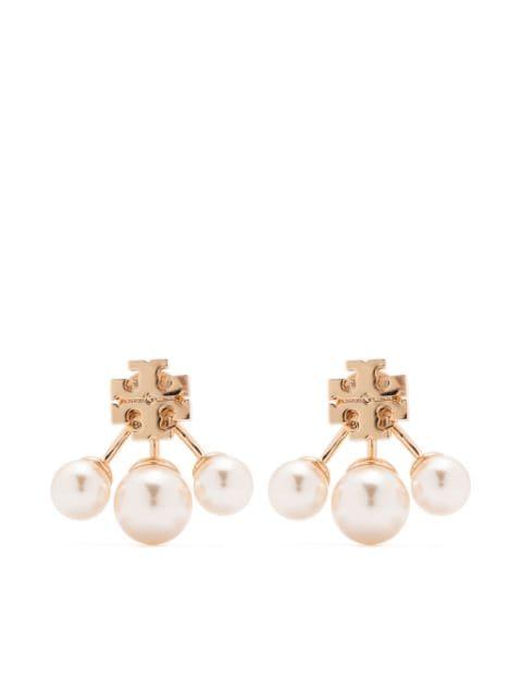 Kira pearl front-back earrings by TORY BURCH