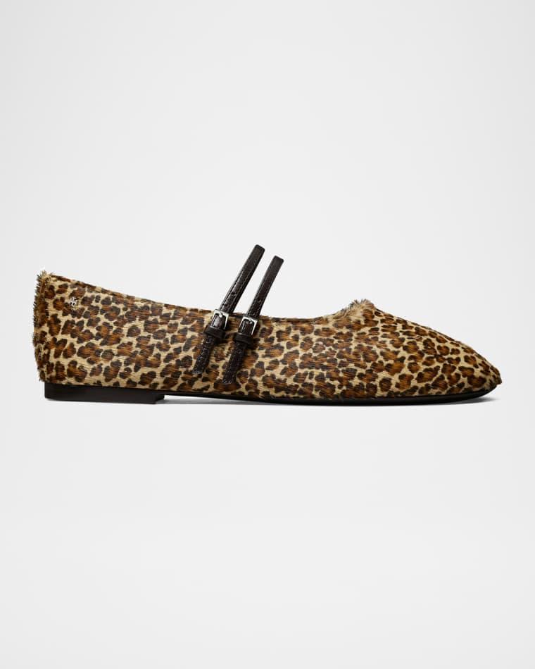 Leopard Calf Hair Mary Jane Two-Band Ballet Flats by TORY BURCH