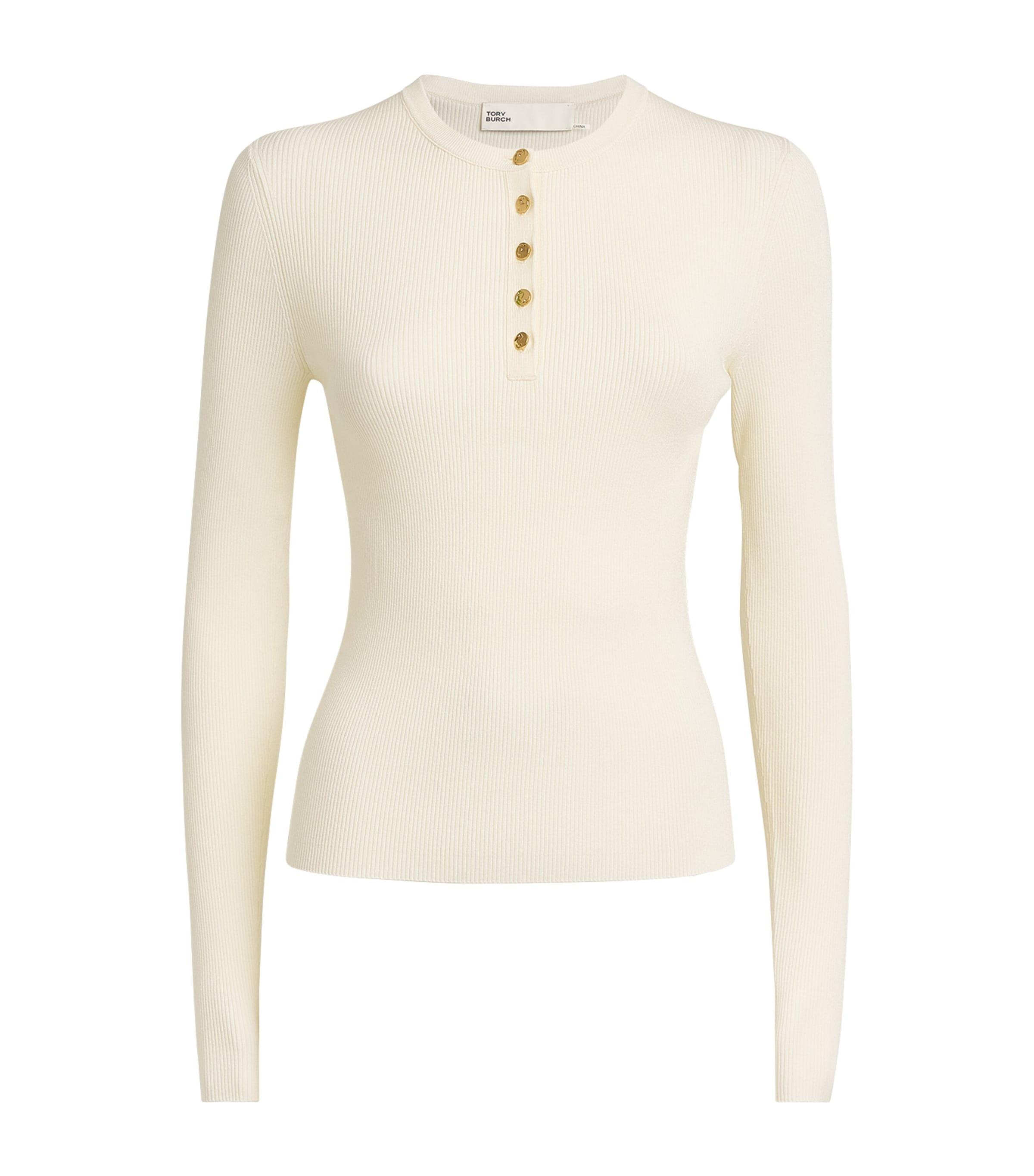 Long-Sleeve Henley T-Shirt by TORY BURCH