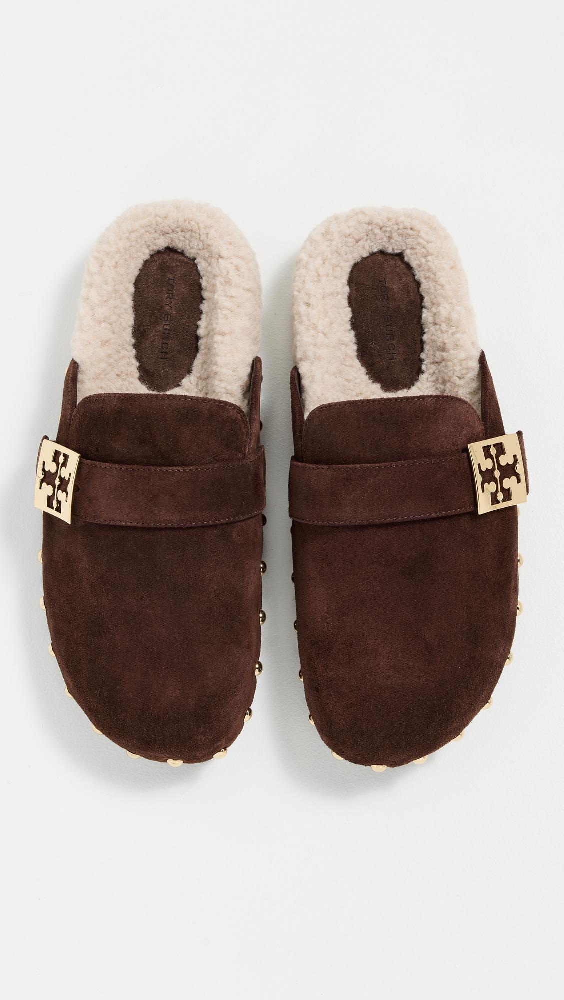 Mellow Stud Shearling Mules by TORY BURCH
