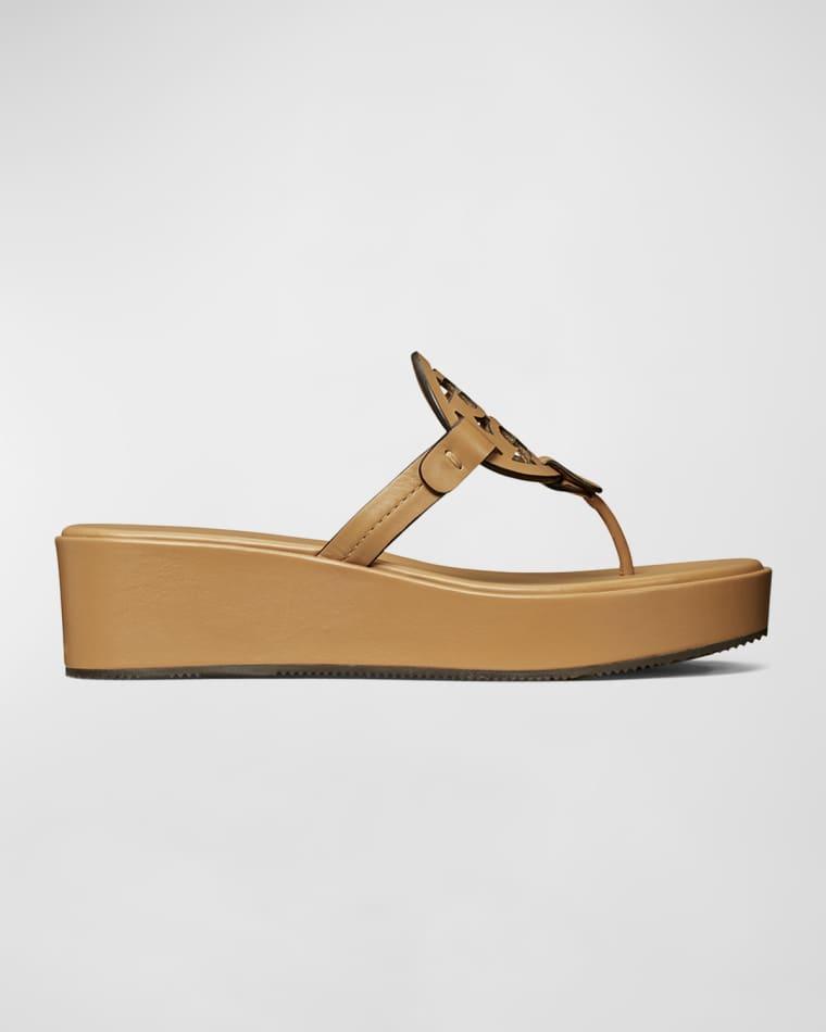 Miller Leather Logo Wedge Thong Sandals by TORY BURCH