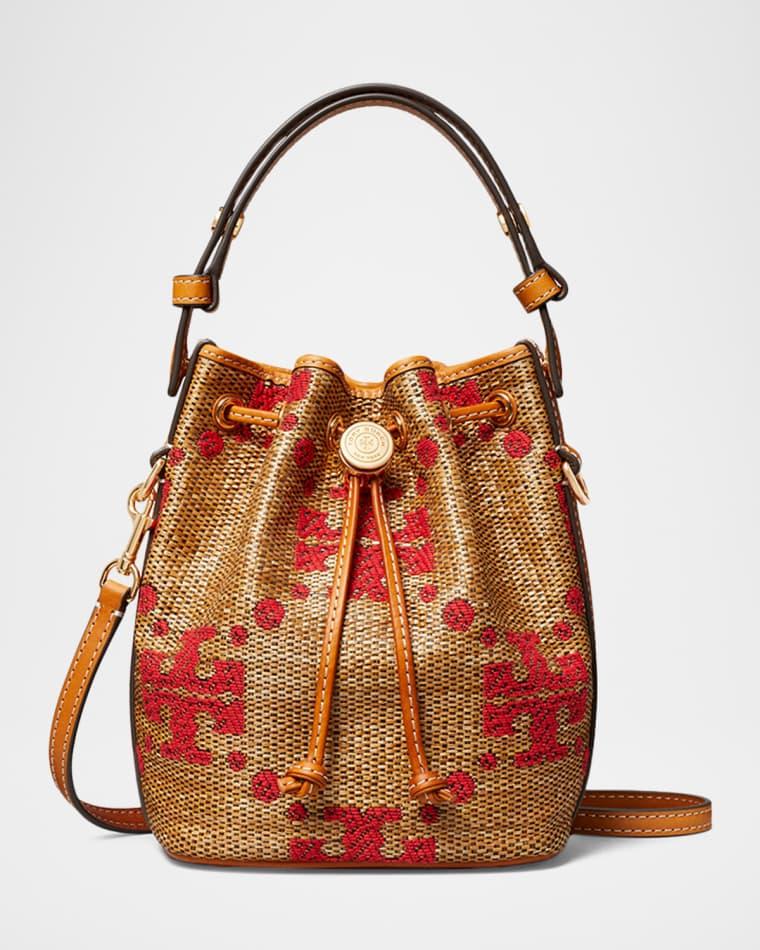 Mini T Monogram Jacquard Woven Bucket Bag by TORY BURCH