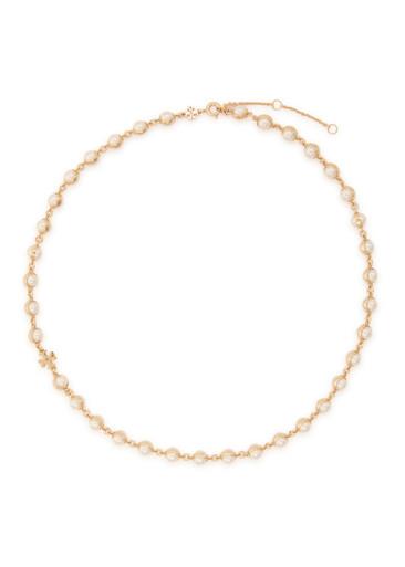 Moondance faux pearl-embellished 18kt gold-plated necklace by TORY BURCH