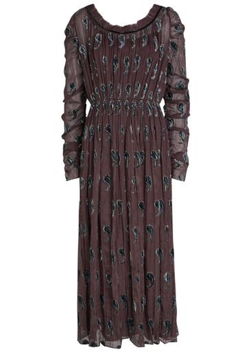Paisley-devoré silk-blend midi dress by TORY BURCH