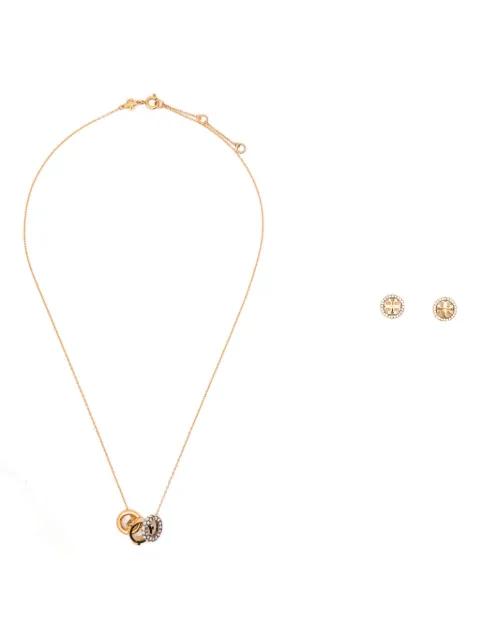 Pavé crystal-embellished necklace and earring set by TORY BURCH