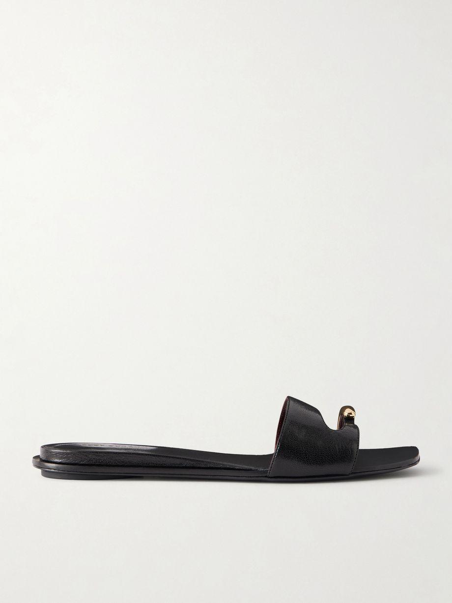 Pierced embellished leather slides by TORY BURCH
