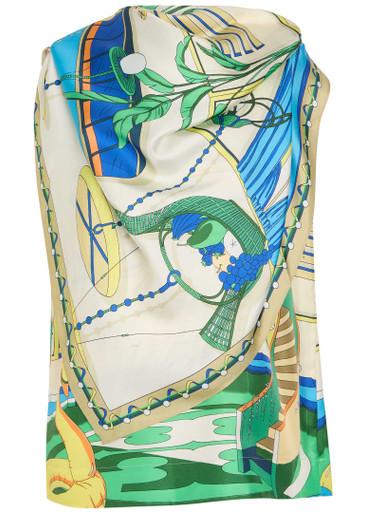 Printed scarf-effect silk top by TORY BURCH