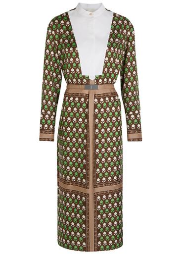 Printed silk midi shirt dress by TORY BURCH
