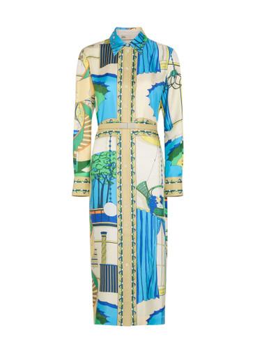 Printed silk midi shirt dress by TORY BURCH