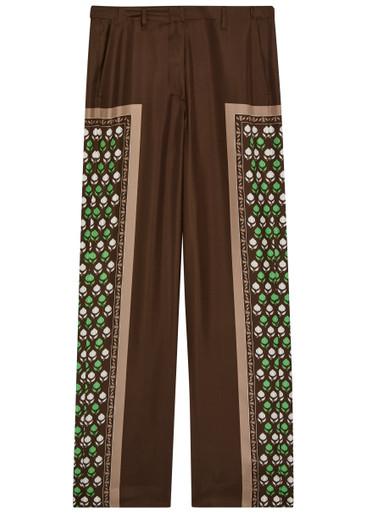 Printed straight-leg silk trousers by TORY BURCH